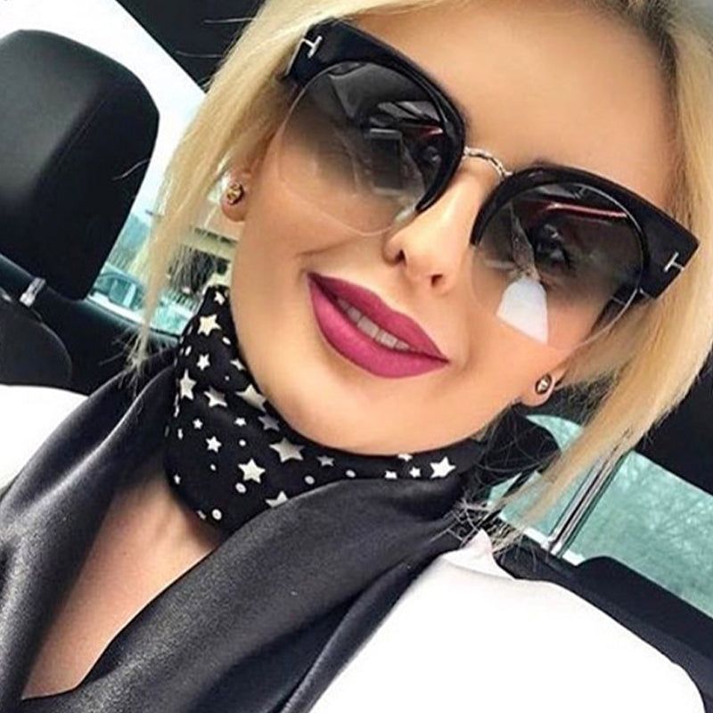 Newest Semi-Rimless Sunglasses Women Brand Designer Sunglasses Vintage