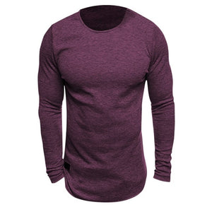 Men's Long Sleeved Knitted Round Neck Crossfit T-shirt Bodybuilding Gyms Fitness