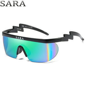 SARA Outdoor Sports Windproof Sunglasses Man Reflective Coating Mirror Glasses Big Surround Eyewear With Non-Slip Nose Goggle CE