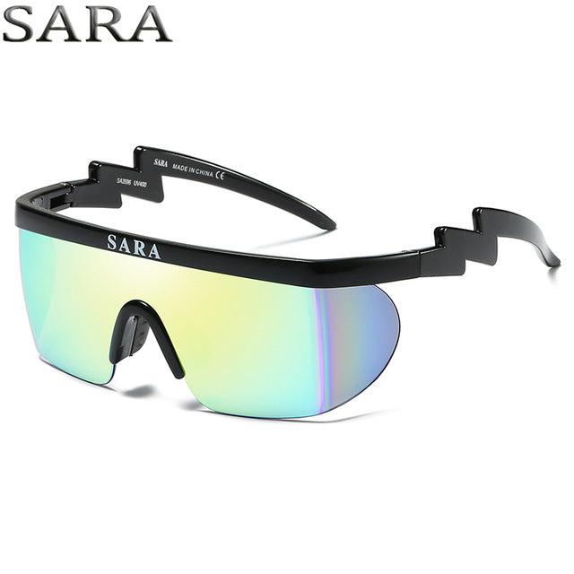 SARA Outdoor Sports Windproof Sunglasses Man Reflective Coating Mirror Glasses Big Surround Eyewear With Non-Slip Nose Goggle CE