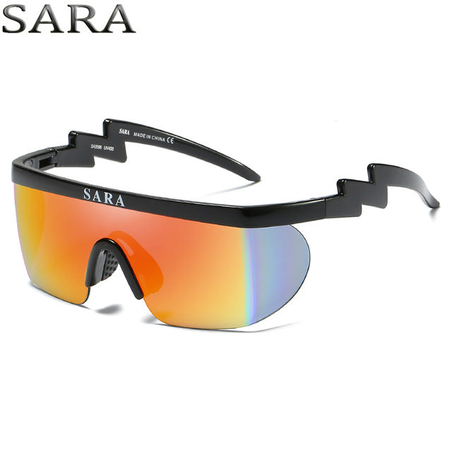 SARA Outdoor Sports Windproof Sunglasses Man Reflective Coating Mirror Glasses Big Surround Eyewear With Non-Slip Nose Goggle CE