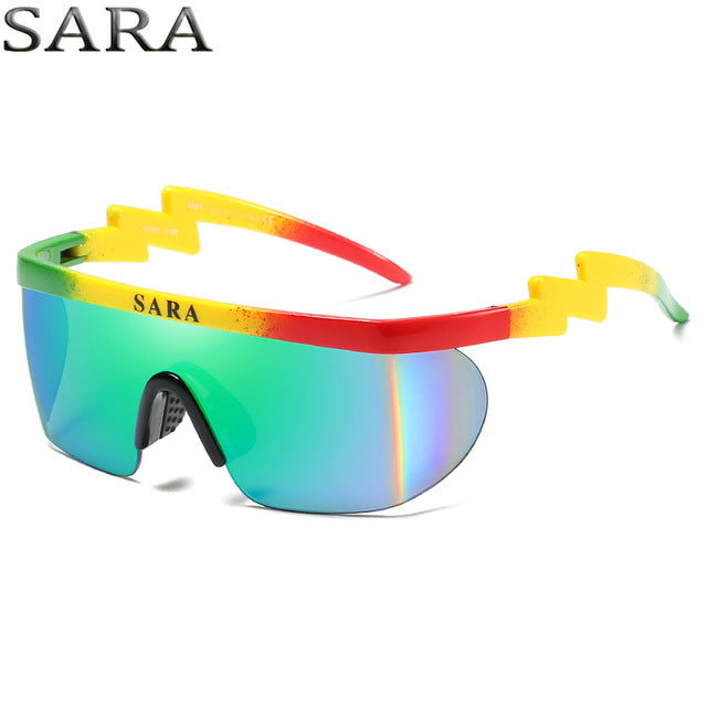 SARA Outdoor Sports Windproof Sunglasses Man Reflective Coating Mirror Glasses Big Surround Eyewear With Non-Slip Nose Goggle CE