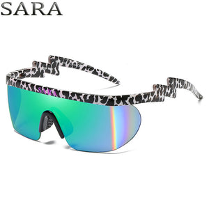 SARA Outdoor Sports Windproof Sunglasses Man Reflective Coating Mirror Glasses Big Surround Eyewear With Non-Slip Nose Goggle CE