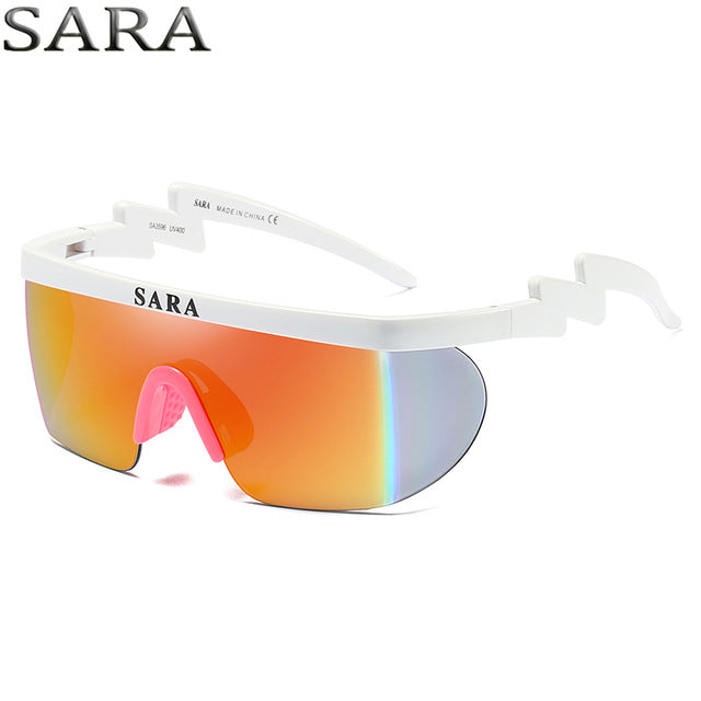 SARA Outdoor Sports Windproof Sunglasses Man Reflective Coating Mirror Glasses Big Surround Eyewear With Non-Slip Nose Goggle CE