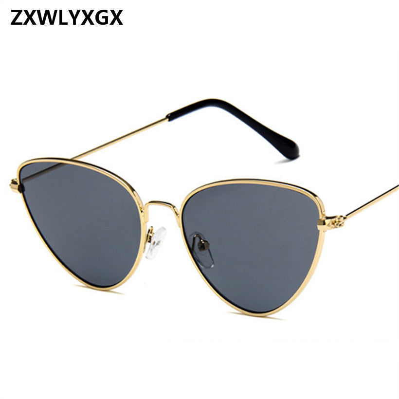 ZXWLYXGX 2018 New Cat Eye Sunglasses Women Brand Trendy Tinted Color Vintage Shaped Sun glasses Famle Drop Shaped Ocean UV400