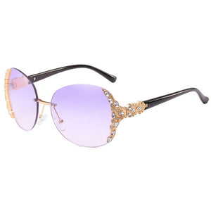 HOKU New Rimless Luxury Sunglasses Women Brand Fashion ladies Sun Glasses Diamante Large Frame Colours Lens Oculos UV400 W285