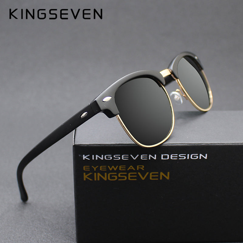 KINGSEVEN 2016 New Polarized Sunglasses Men/Women Retro Rivet High Quality Polaroid Lens Brand Design Sun Glasses Female Oculos